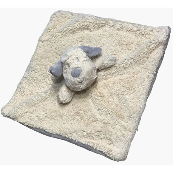 K Luxe Kelly Toy Puppy Lovey Dog Rattle Security Blanket Tan Gray 14.5" x 14.5" - Picture 2 of 7